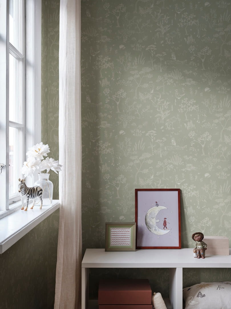 Tapeta leśne zwierzątka Sandberg 232-38 Hollie Pistachio Familjen