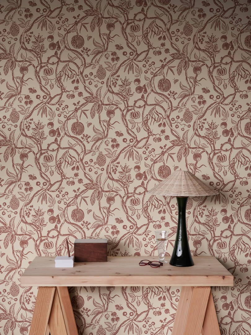 Tapeta roślinne gałęzie Sandberg S10614 Tree of Life Burgundy Familjen