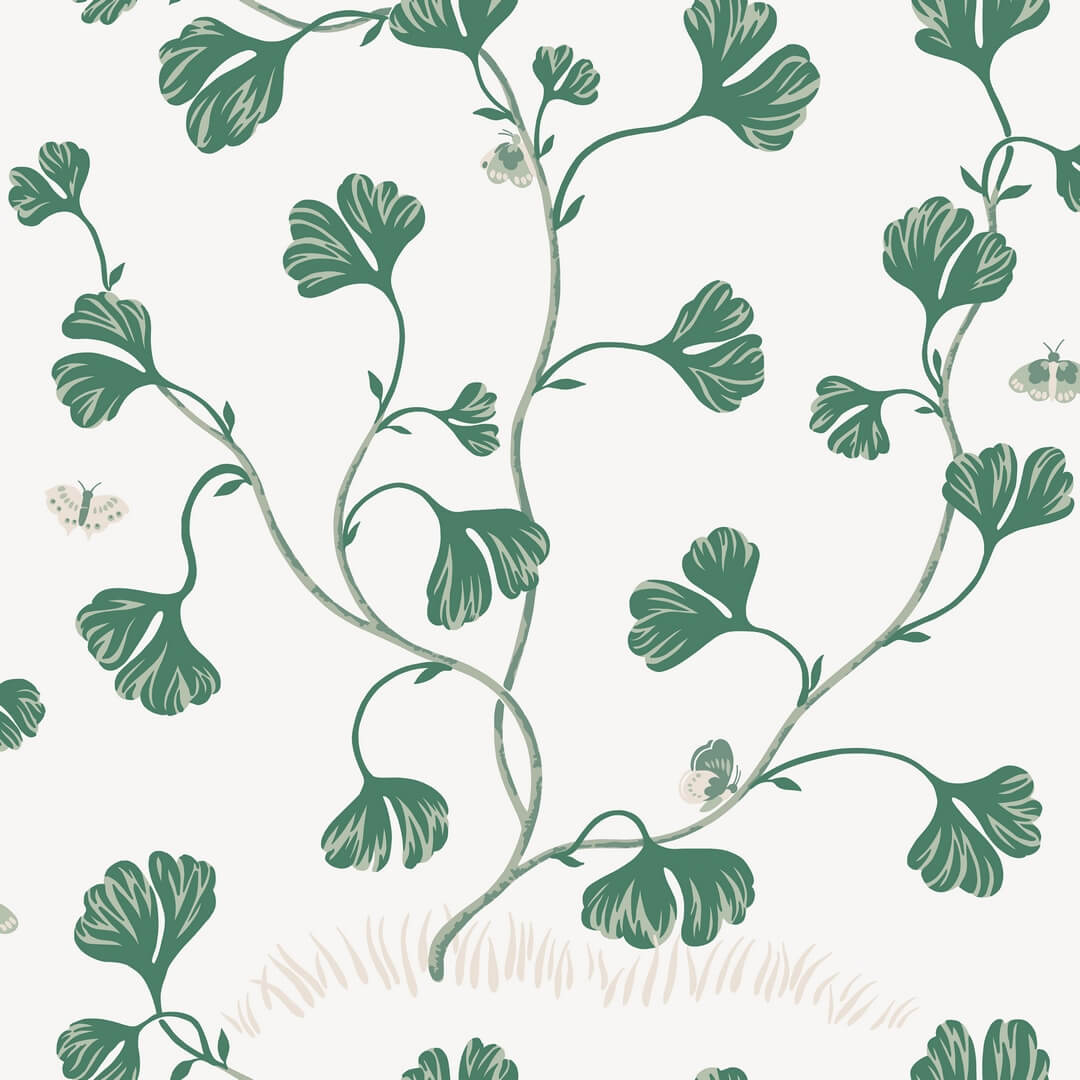 Tapeta liście Ginkgo Sandberg S10617 Ebba Green Familjen