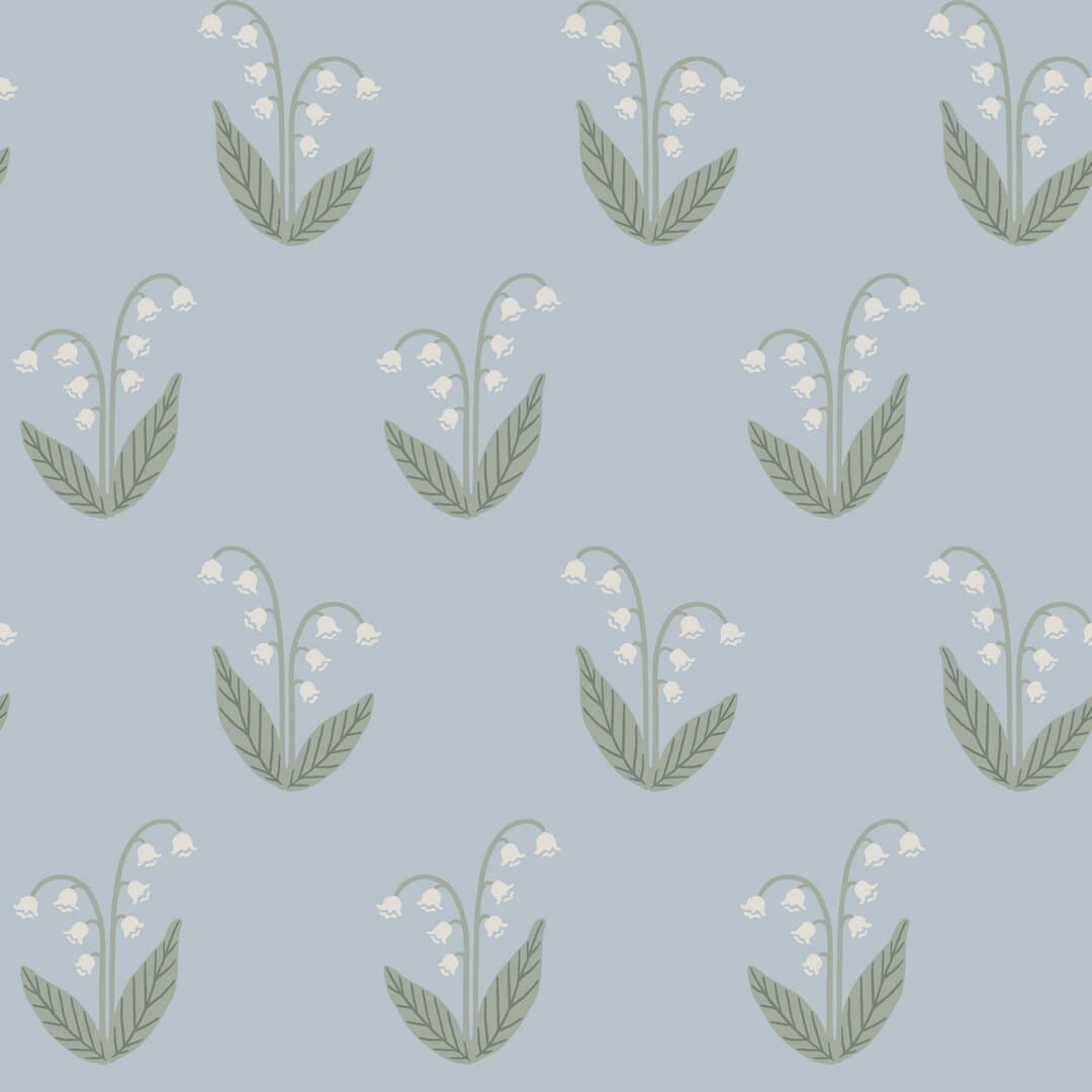 Tapeta kwiaty konwalii Sandberg S10634 Lilly Light Blue Familjen