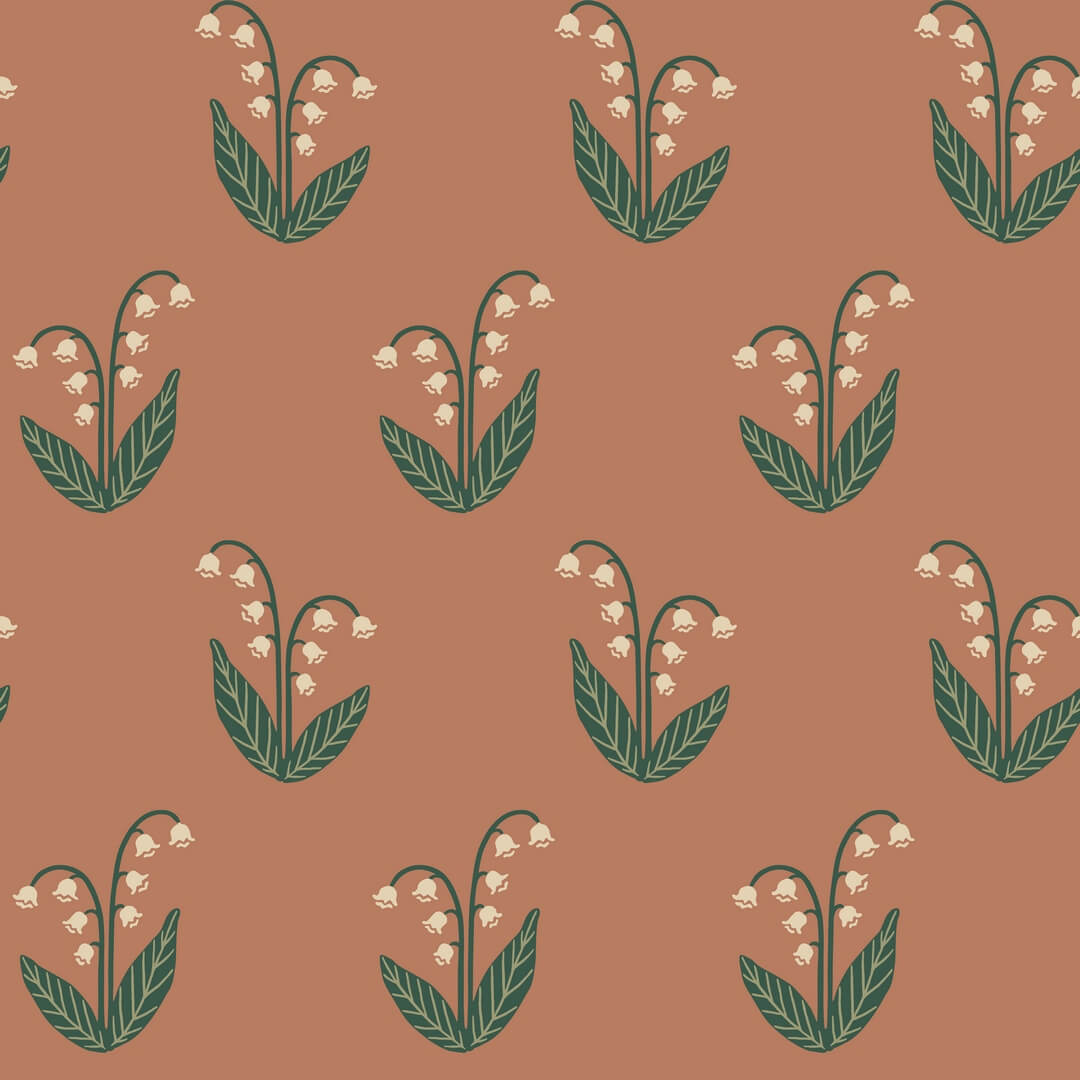 Tapeta kwiaty konwalii Sandberg S10636 Lilly Terracotta Familjen