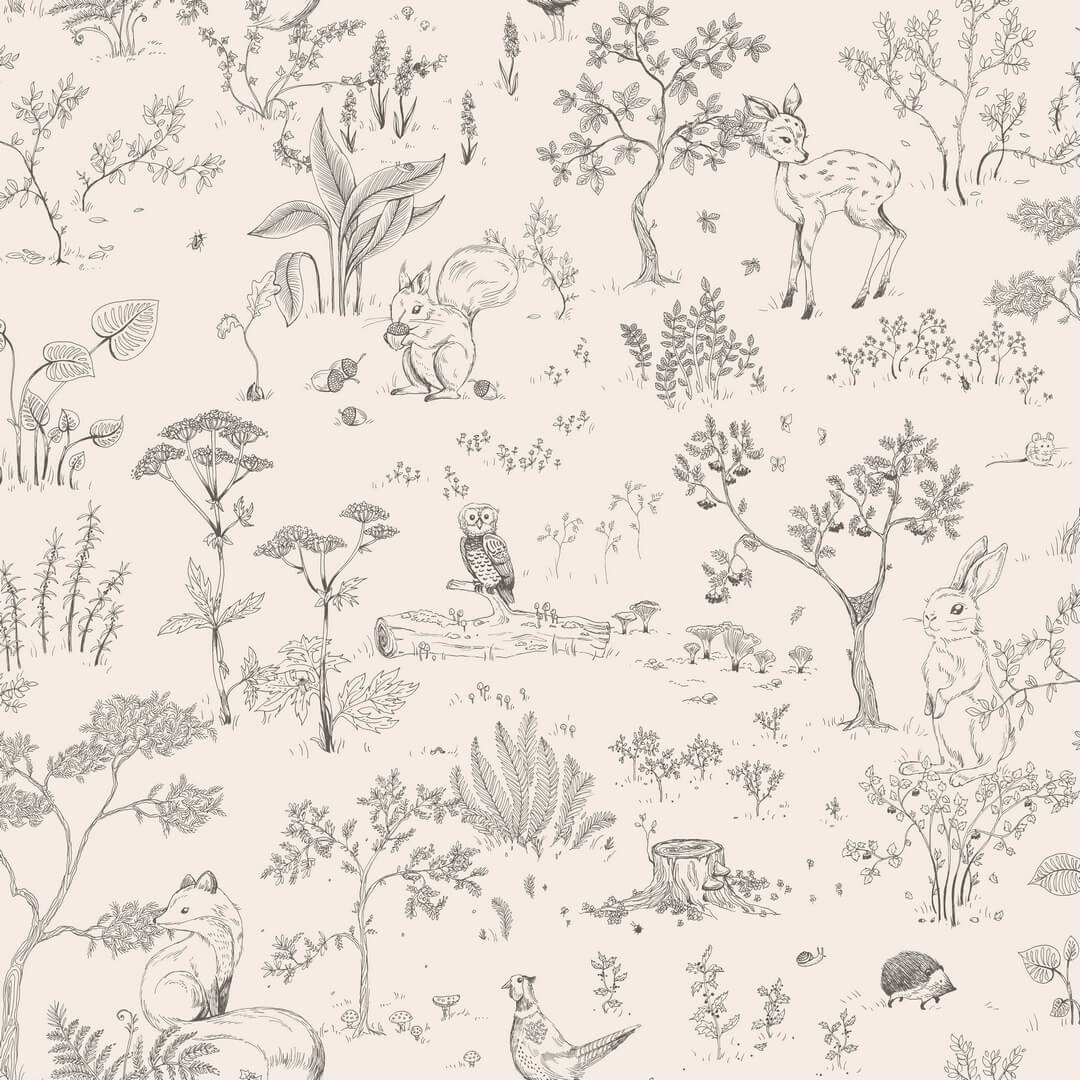 Tapeta leśne zwierzątka Sandberg S10642 Hollie Graphite Familjen