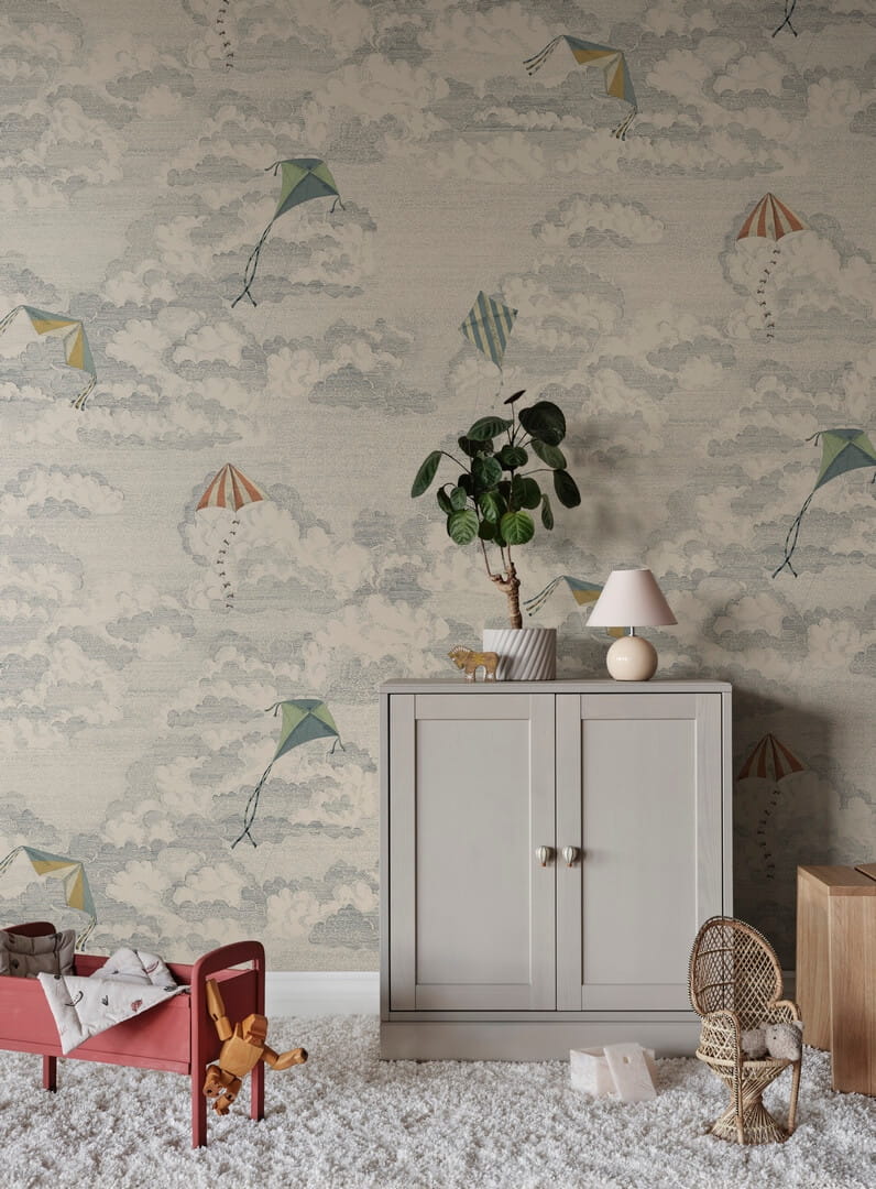 Fototapeta latawce i chmury Sandberg S10644 Bonnie and Kites Blue Familjen