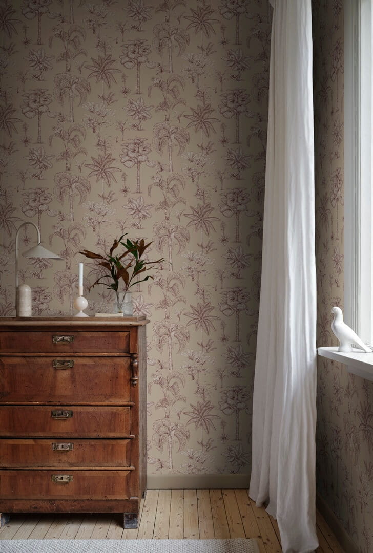 Tapeta dżungla - małpy i palmy Sandberg S10650 Adele Beige Familjen