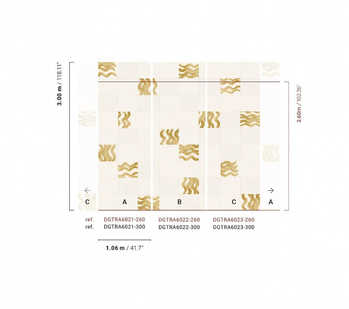 Mural fale w kwadratach Masureel DGTRA6022 Yugen Traces