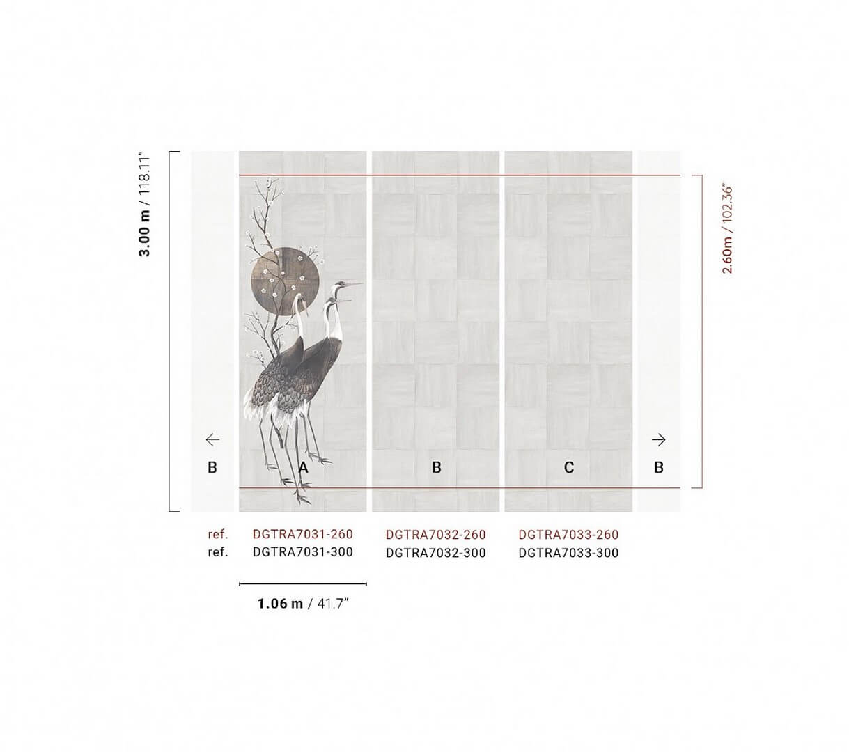 Mural dekoracyjne panele Masureel DGTRA7032 Tsuro Traces
