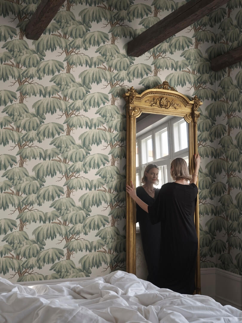 Tapeta drzewa cedrowe Sandberg S10664 Alba Green Villa Como