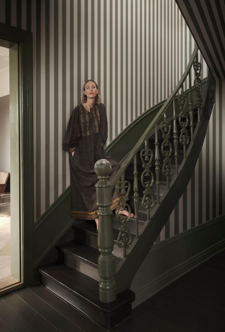 Tapeta paski Sandberg S10698 Sam Forest Green Villa Como
