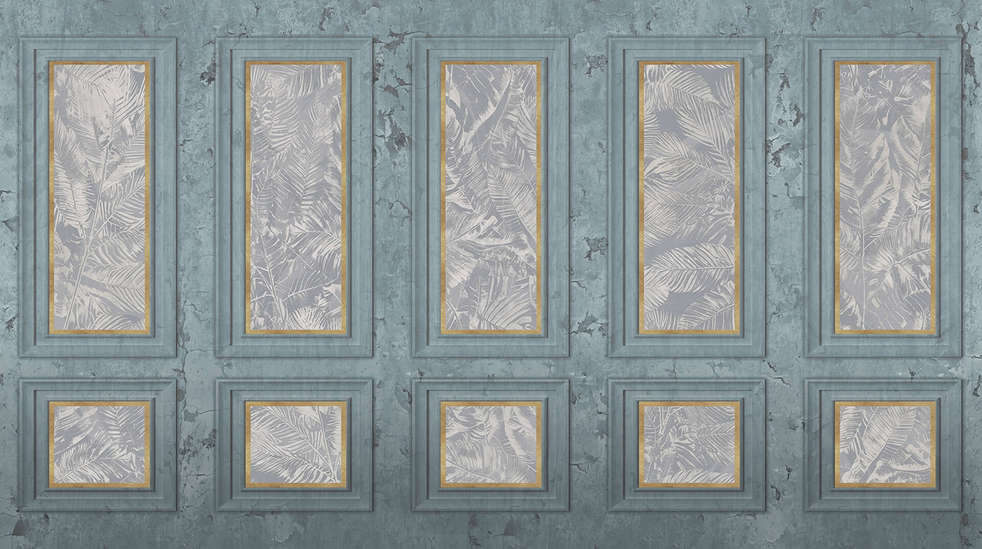 Fototapeta elegancka boazeria i liście Muance MU16039 Palais Grandeur Ivory