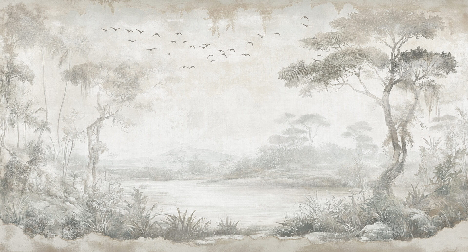 Fototapeta krajobraz natury nad wodą Muance MU16081 Dreamy Landscape Ivory