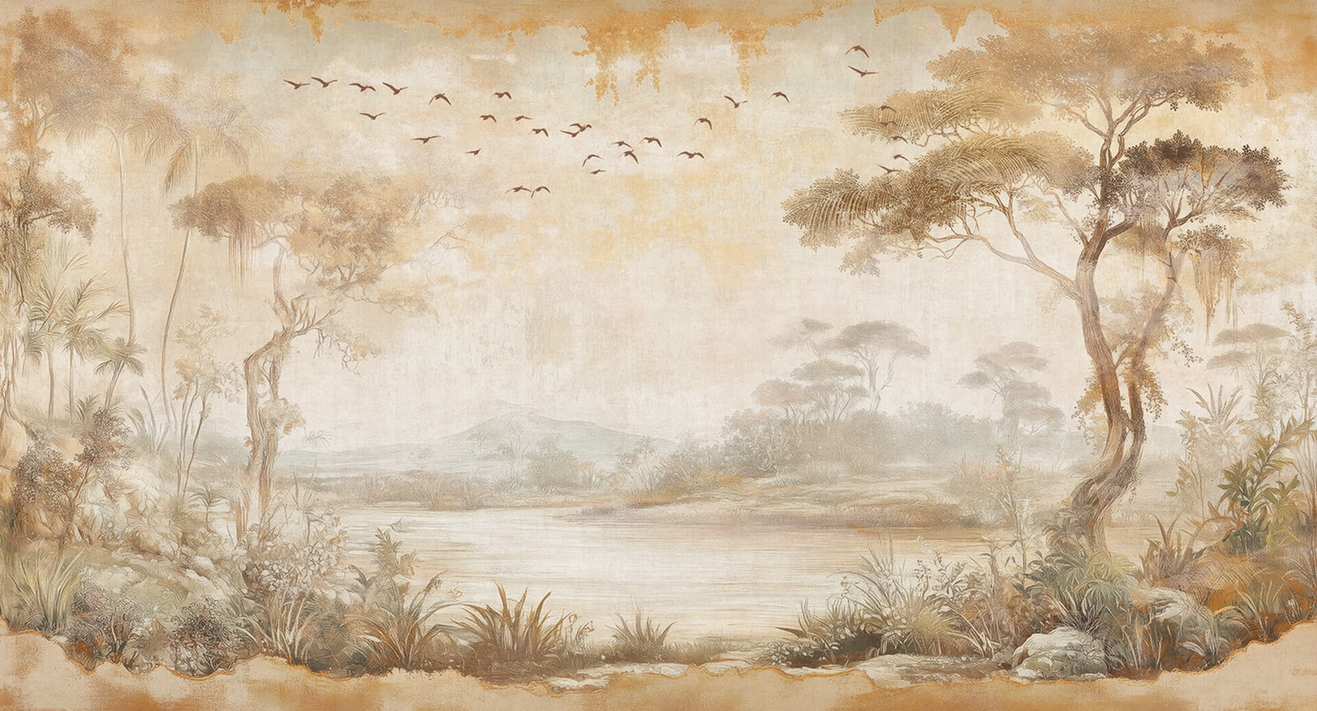 Fototapeta krajobraz natury nad wodą Muance MU16082 Dreamy Landscape Ivory