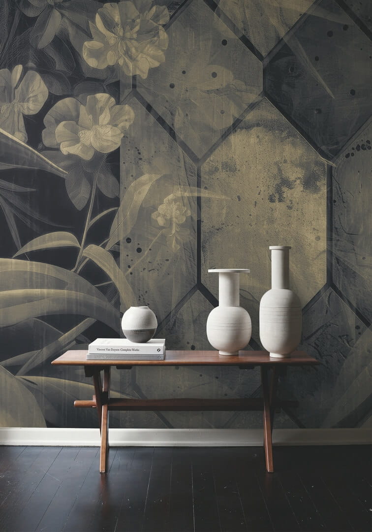 Fototapeta liście i geometria Muance MU16083 Jungle Gleam Ivory