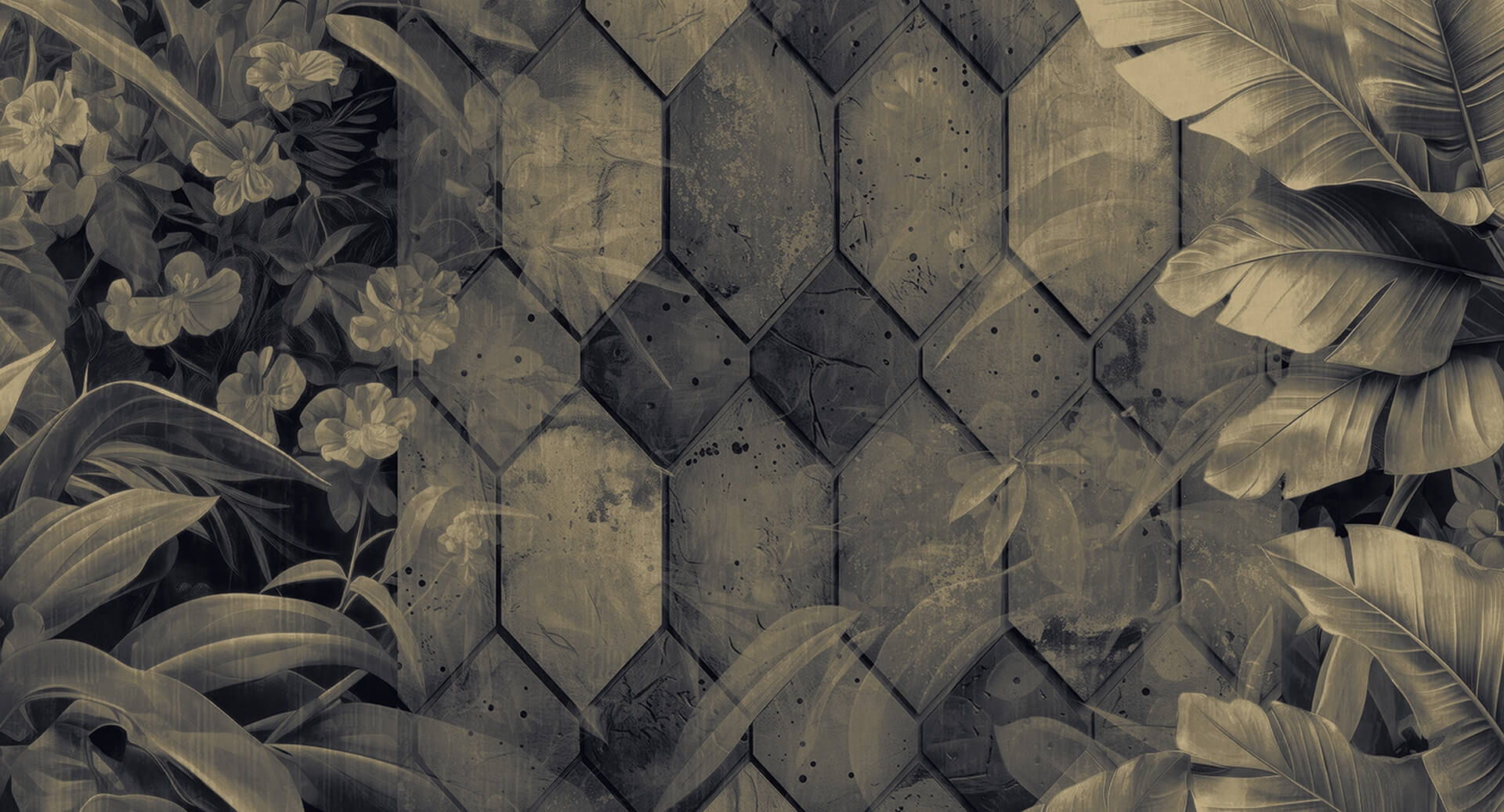 Fototapeta liście i geometria Muance MU16083 Jungle Gleam Ivory