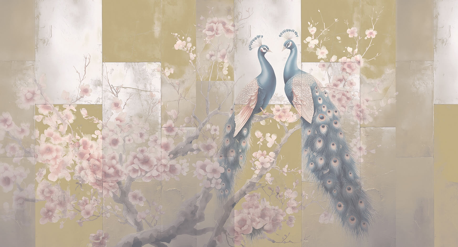Fototapeta pawie na gałęzi Muance MU16091 Echo of Plumage Ivory