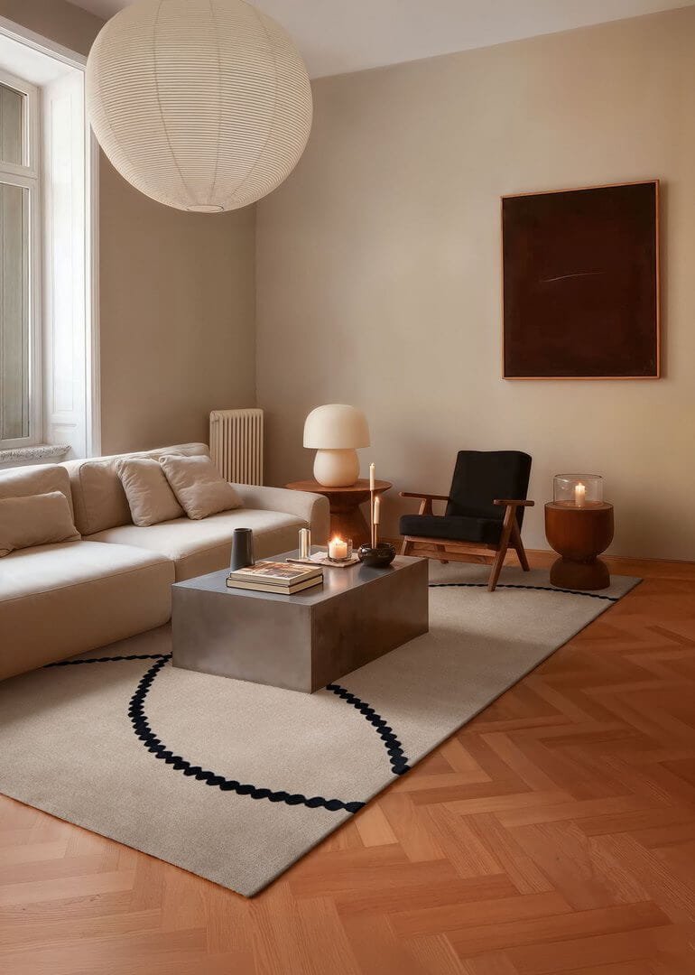 Dywan finezyjne linie Carpets & More X Magda Fornal 5011 LUNA BEIGE BLACK Classics