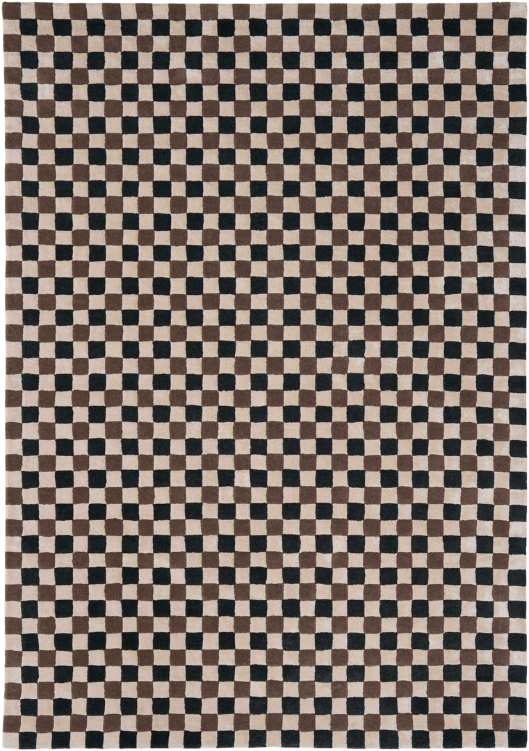 Dywan szachownica Carpets & More X Magda Fornal 5015 FLICKER DARK GREEN BEIGE BROWN Classics