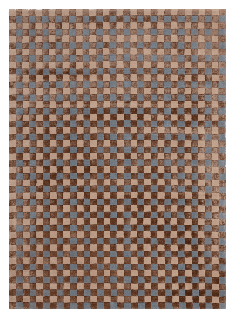 Dywan szachownica Carpets & More X Magda Fornal 5016 FLICKER BLUE BEIGE BROWN Classics