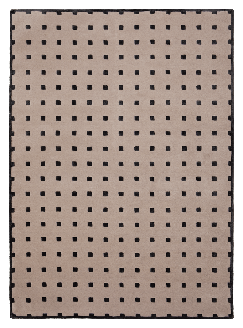 Dywan nowoczesny w kwadraty Carpets & More X Magda Fornal 5019 DELTA BEIGE BLACK Classics