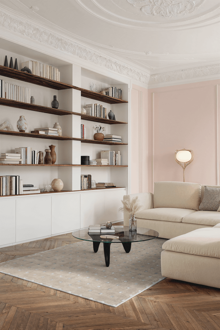 Dywan nowoczesny w kwadraty Carpets & More X Magda Fornal 5022 DELTA BEIGE MINT Classics