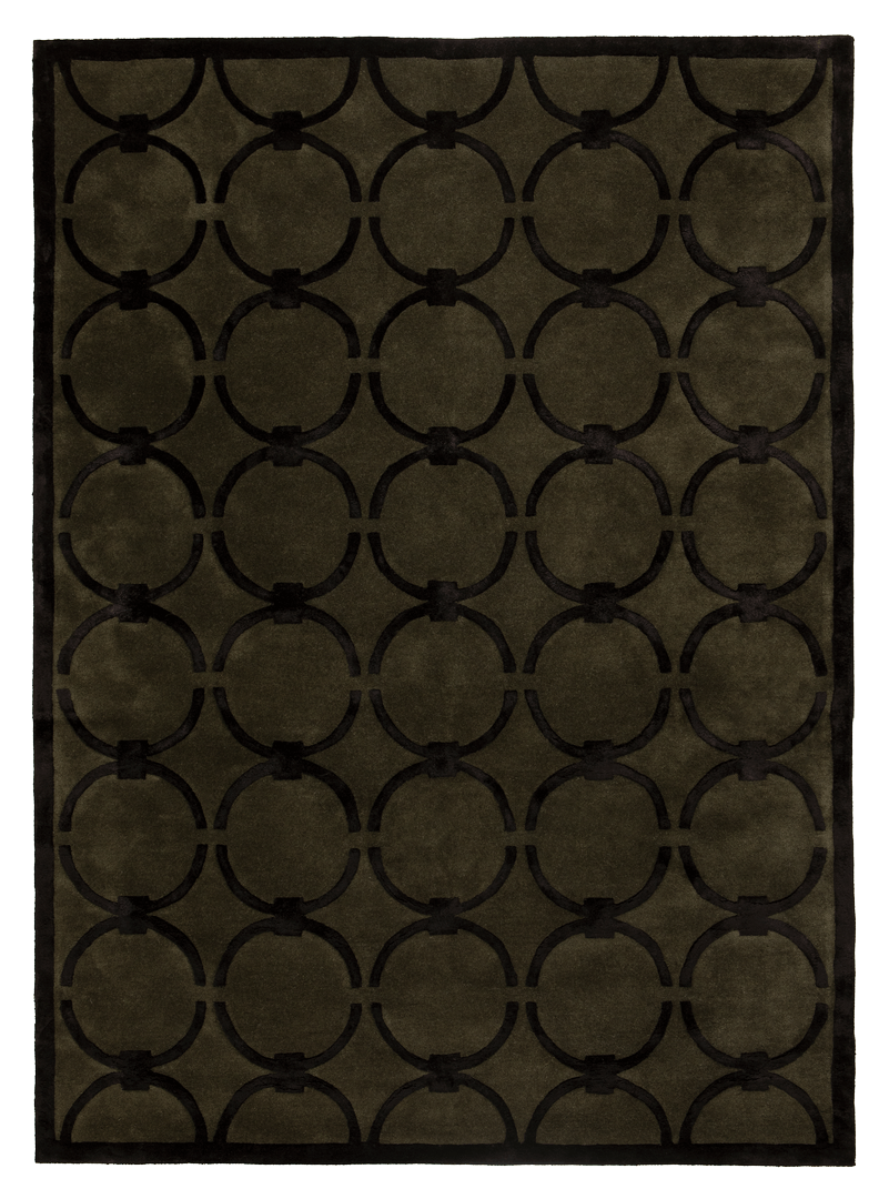 Dywan z geometrycznym wzorem Carpets & More X Magda Fornal 5038 GLAM DARK GREEN BLACK Classics