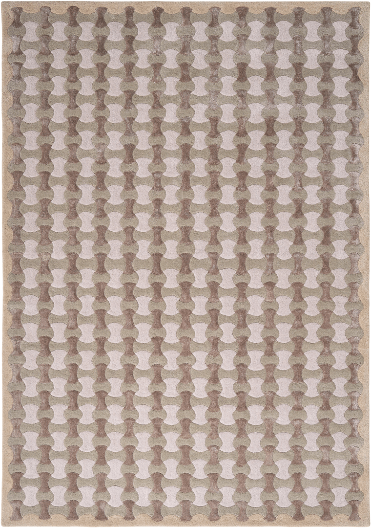 Dywan geometryczny Carpets & More X Magda Fornal 5046 SCALLOP OLIVE GREY BEIGE Classics