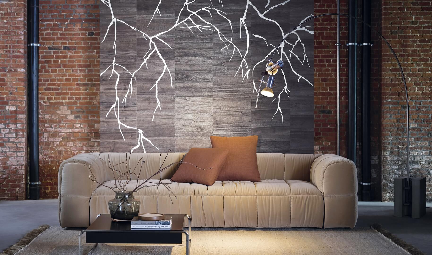 Mural naturalny fornir ze wzorem gałęzi Omexco LAN272 Bright Light At Night