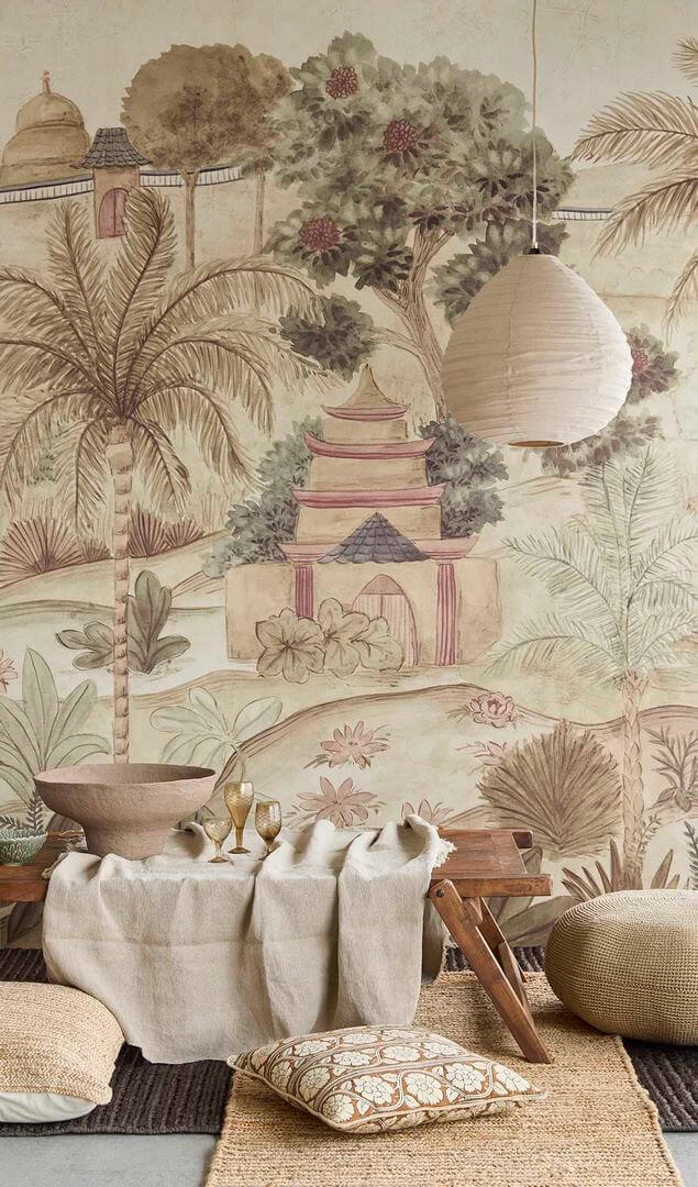 Mural inspirowany orientalnymi ogrodami Eijffinger 350682 Amber