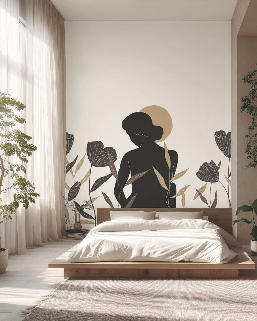 Mural z subtelną poetycką sylwetką Caselio 107240907 S Moon Woman Moonlight III