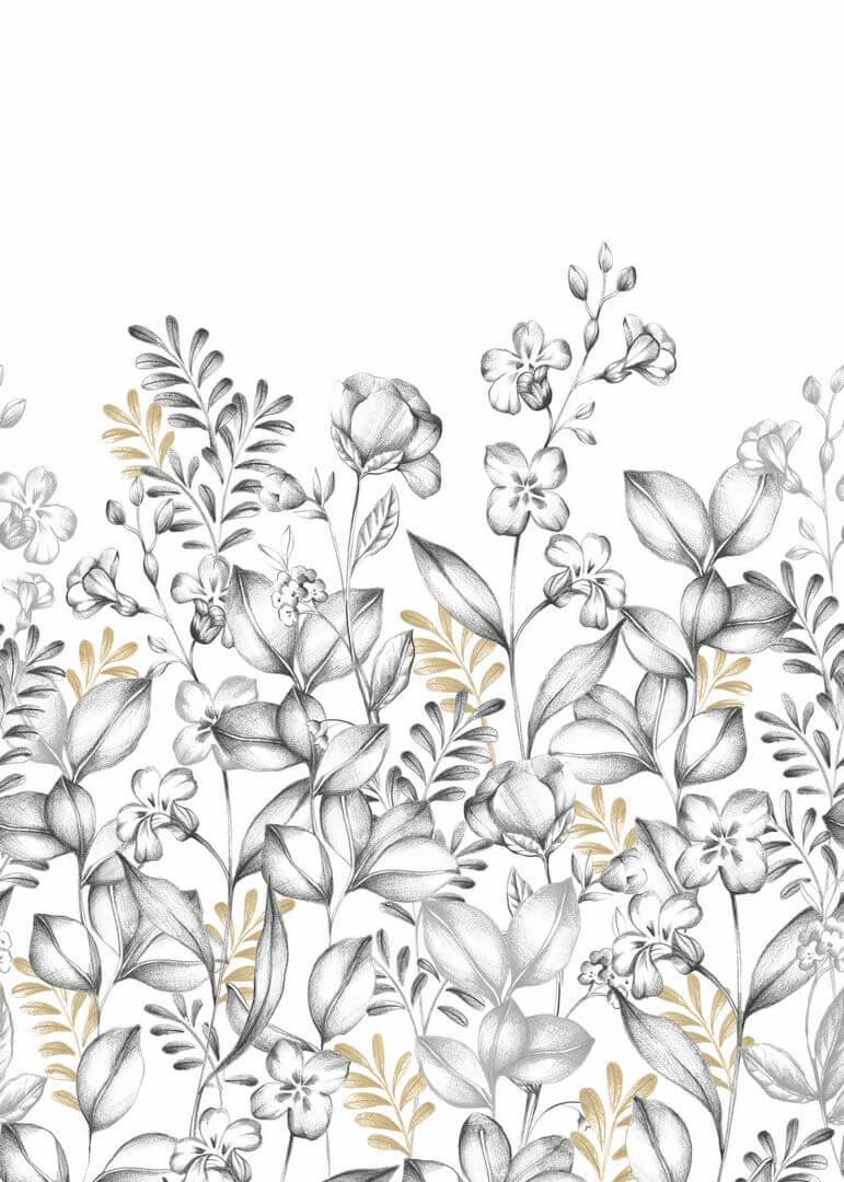 Mural okazałe kwiaty i liście Caselio 107280903 M Golden Florescence Moonlight III