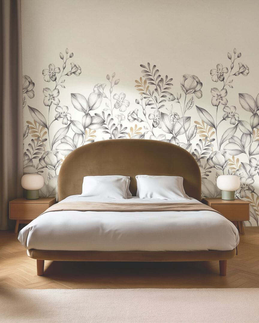 Mural okazałe kwiaty i liście Caselio 107280904 L Golden Florescence Moonlight III