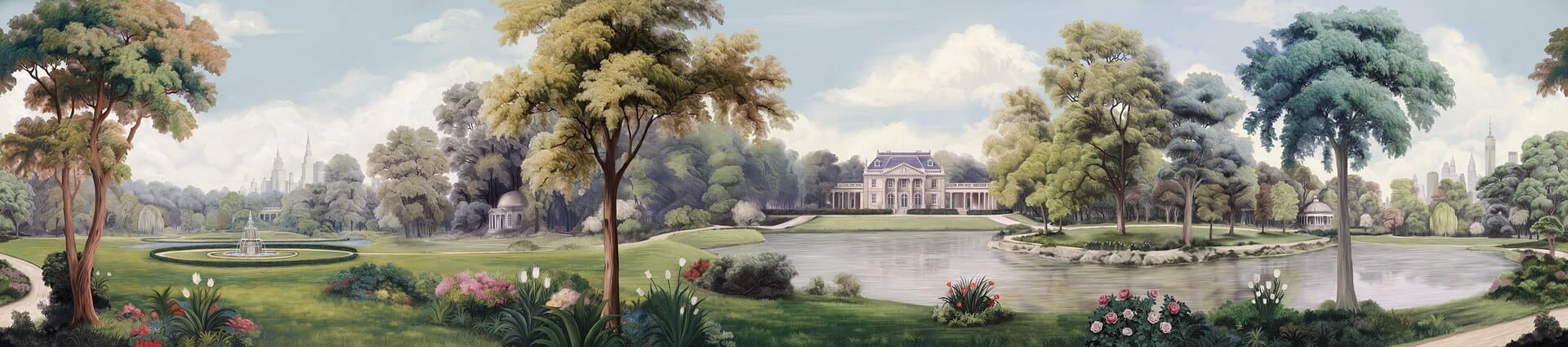 Fototapeta krajobraz parku z architekturą w tle London Art BNV20-A L’Ouverture Verte