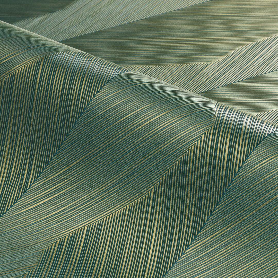 Tapeta metaliczne linie zielono-złota Casamance 74910406 Strie Ecrin