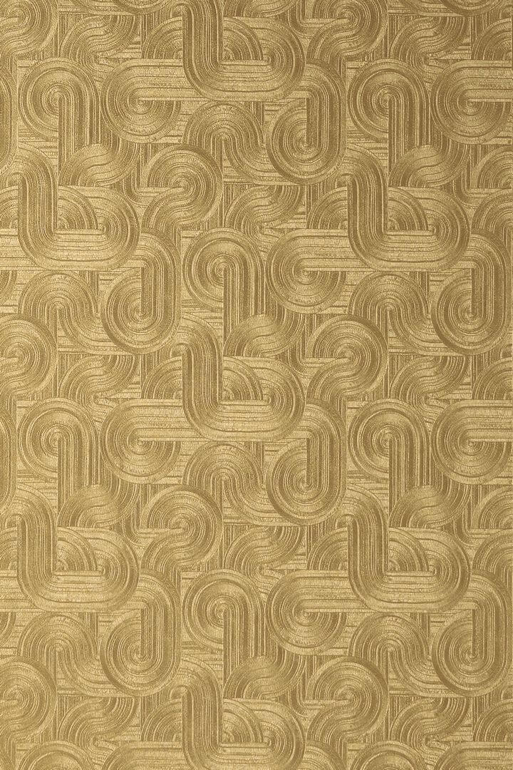 Tapeta zakrzywione linie na metalicznej folii złota Casamance 75101324 Dresden Ecrin