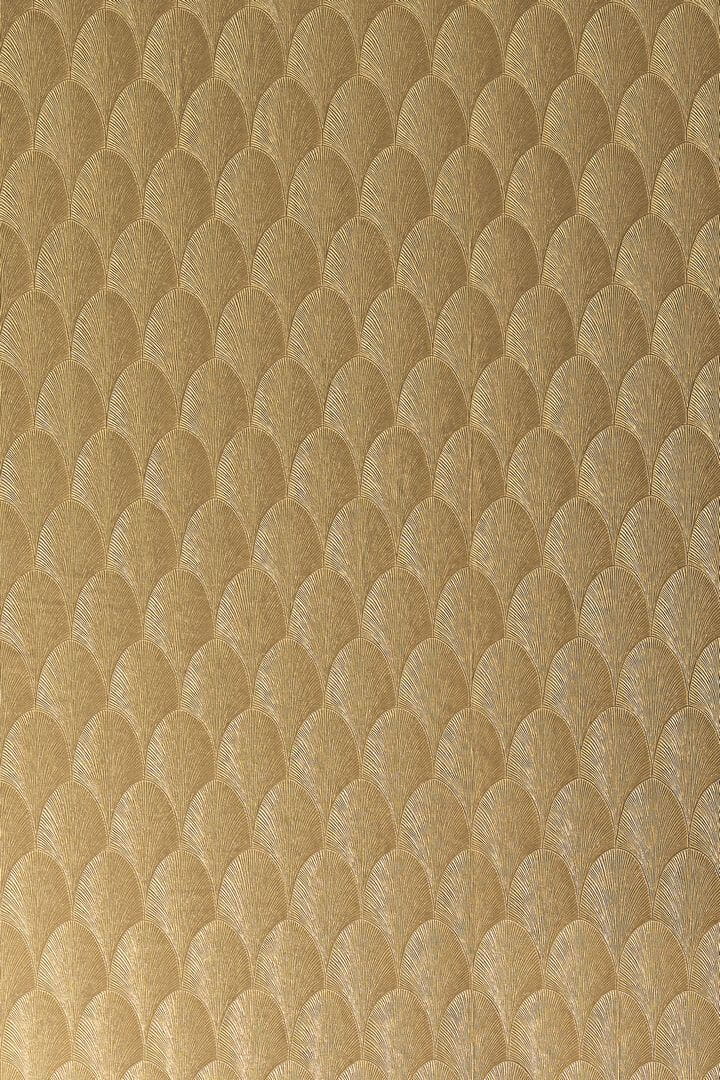 Tapeta wachlarze art-deco metaliczna folia złota Casamance 76492650 Vendome Ecrin