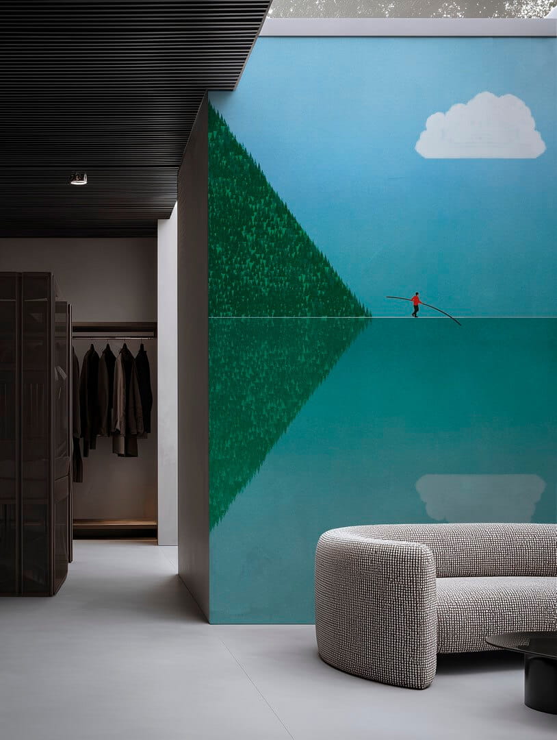 Fototapeta postać idącą po cienkiej linii Wall&Deco WDBL2601 Balancing Contemporary 2026