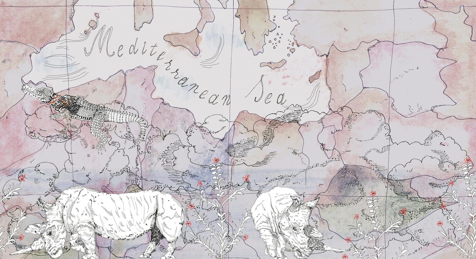 Fototapeta mapa i egzotyczne zwierzęta Wall&Deco WDBO2601 Borders Contemporary 2026
