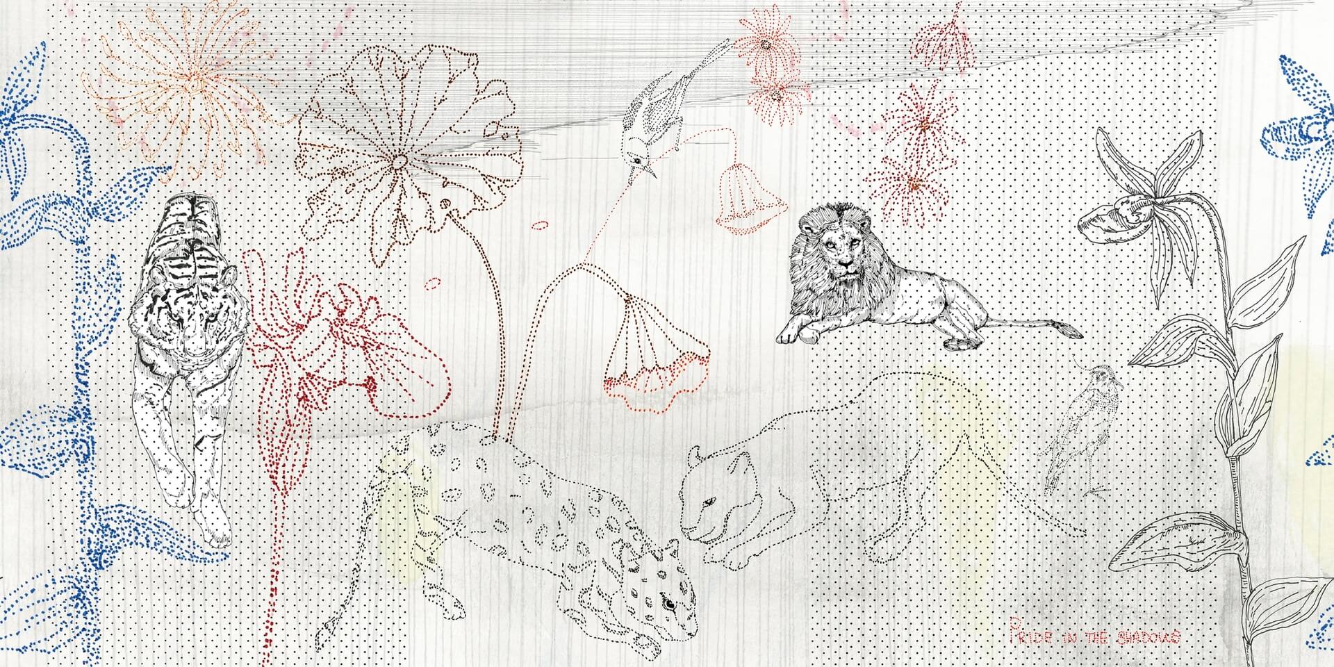 Fototapeta zwierzęta i rośliny w graficznym stylu Wall&Deco WDDO2601 Dots Contemporary 2026