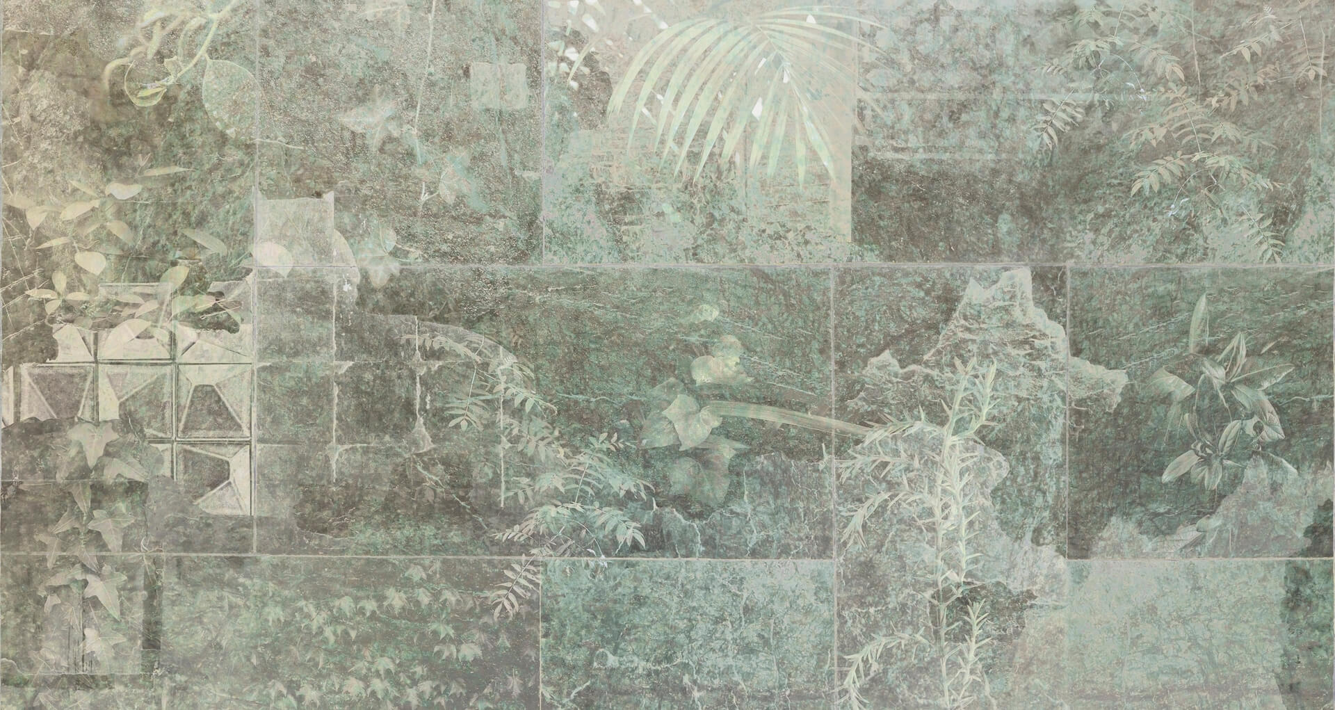 Fototapeta roślinna z efektem kamiennych płytek Wall&Deco WDTI2601 Tileaves Contemporary 2026
