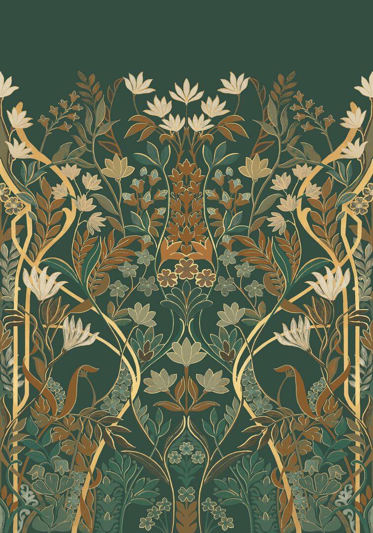 Mural roślinny w stylu art déco Casamance 70733058 Salon Des Miroirs Isadora