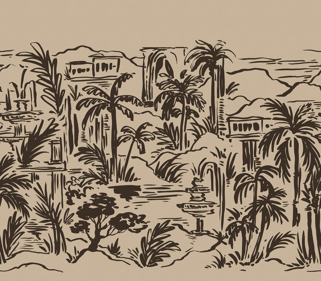 Fototapeta palmy i klasyczna architektura Rebel Walls R21437 Palm Oasis Eden Escape