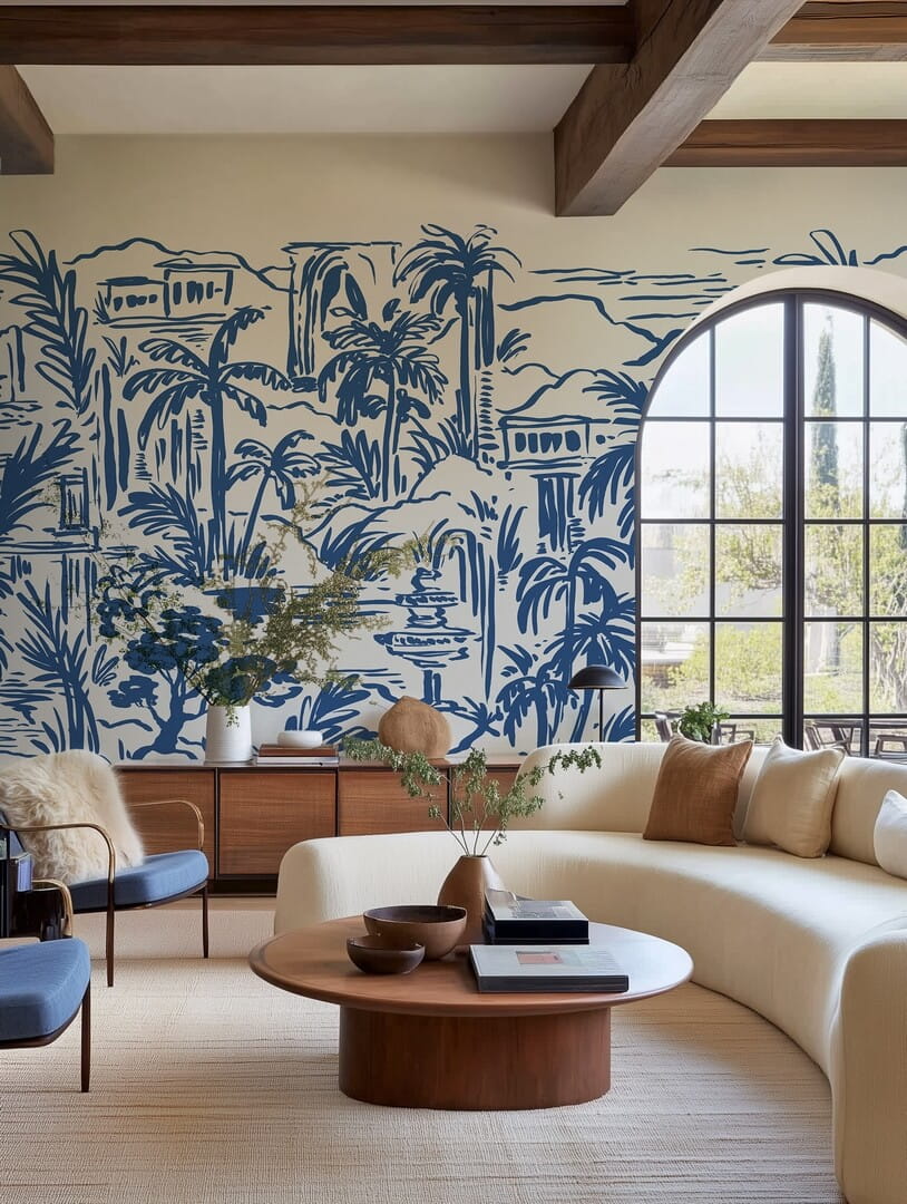 Fototapeta palmy i klasyczna architektura Rebel Walls R21439 Palm Oasis Eden Escape