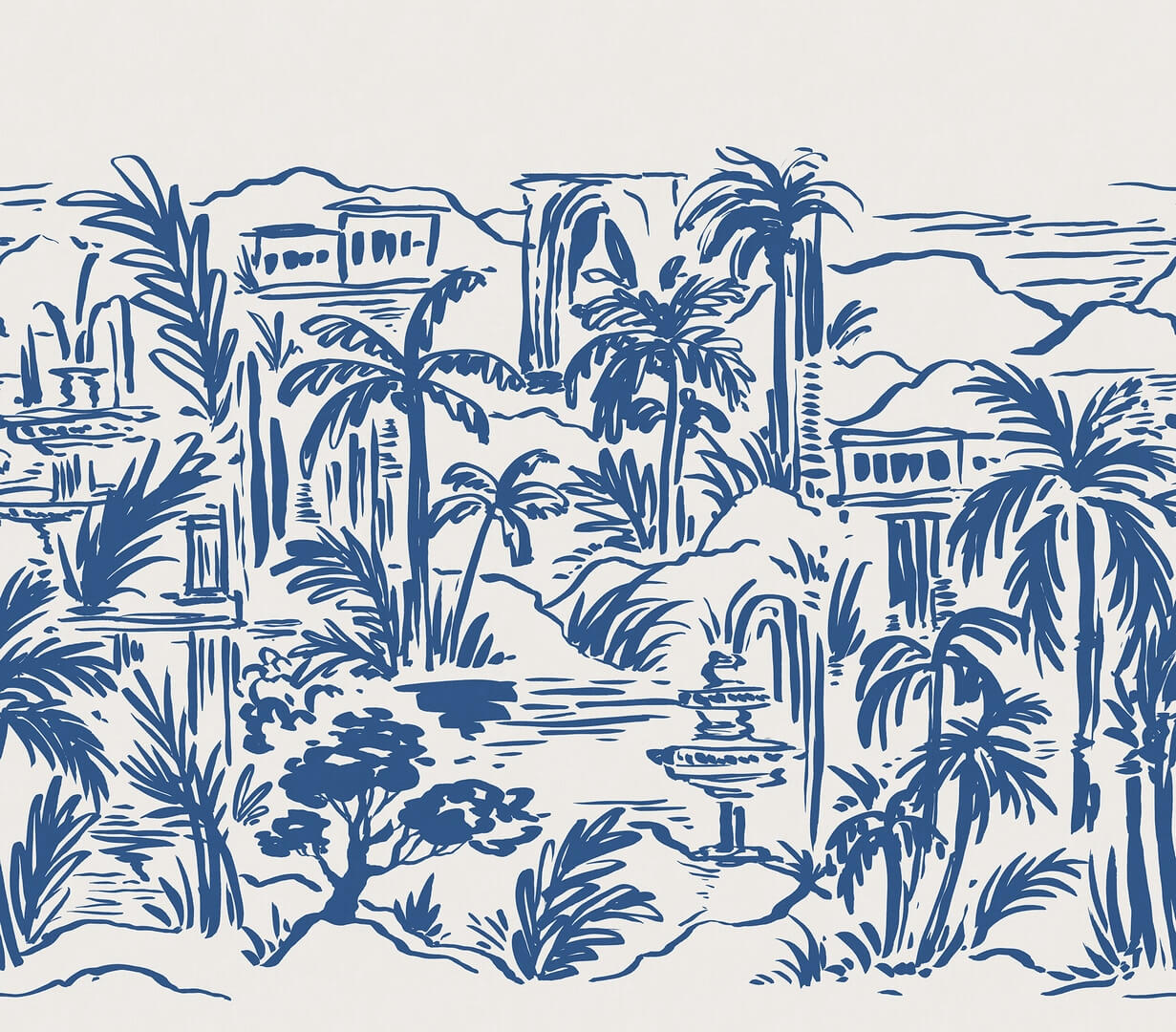 Fototapeta palmy i klasyczna architektura Rebel Walls R21439 Palm Oasis Eden Escape