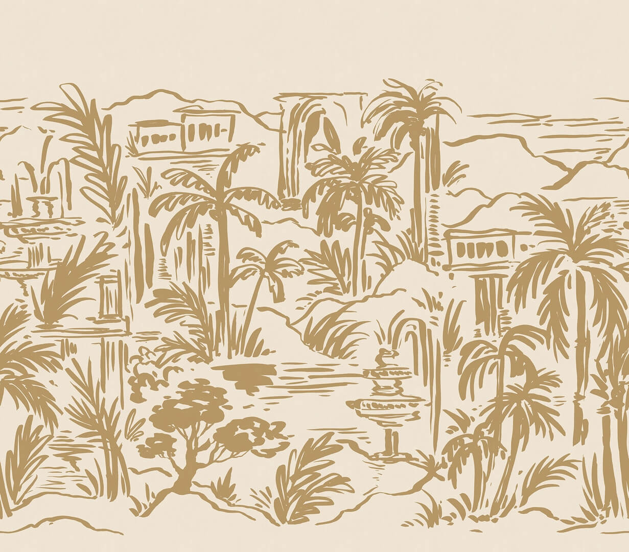Fototapeta palmy i klasyczna architektura Rebel Walls R21440 Palm Oasis Eden Escape