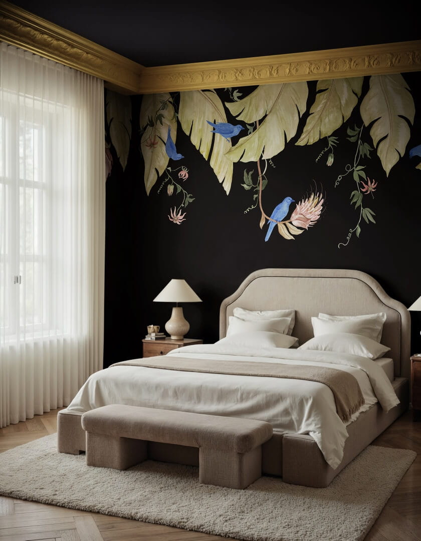 Fototapeta ptaki i liście Rebel Walls R21464 Birds in the Trees Eden Escape