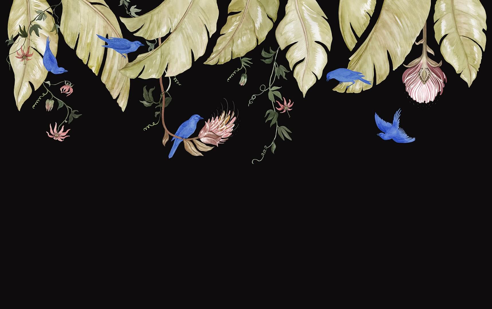 Fototapeta ptaki i liście Rebel Walls R21464 Birds in the Trees Eden Escape