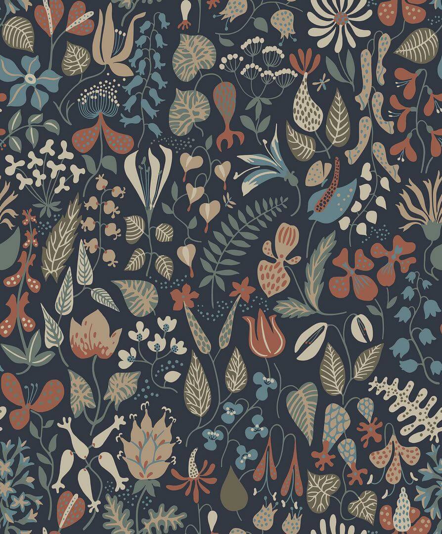 Tapeta roślinna Boras Tapeter 1372 Stig Lindberg Herbarium Scandinavian Designers