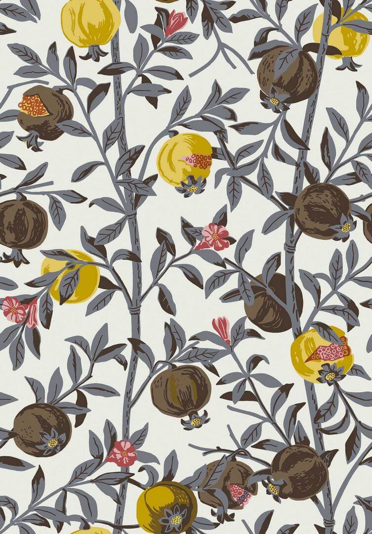 Tapeta owoce granatu Boras Tapeter 1959 Gocken Jobs Granatäpple Scandinavian Designers