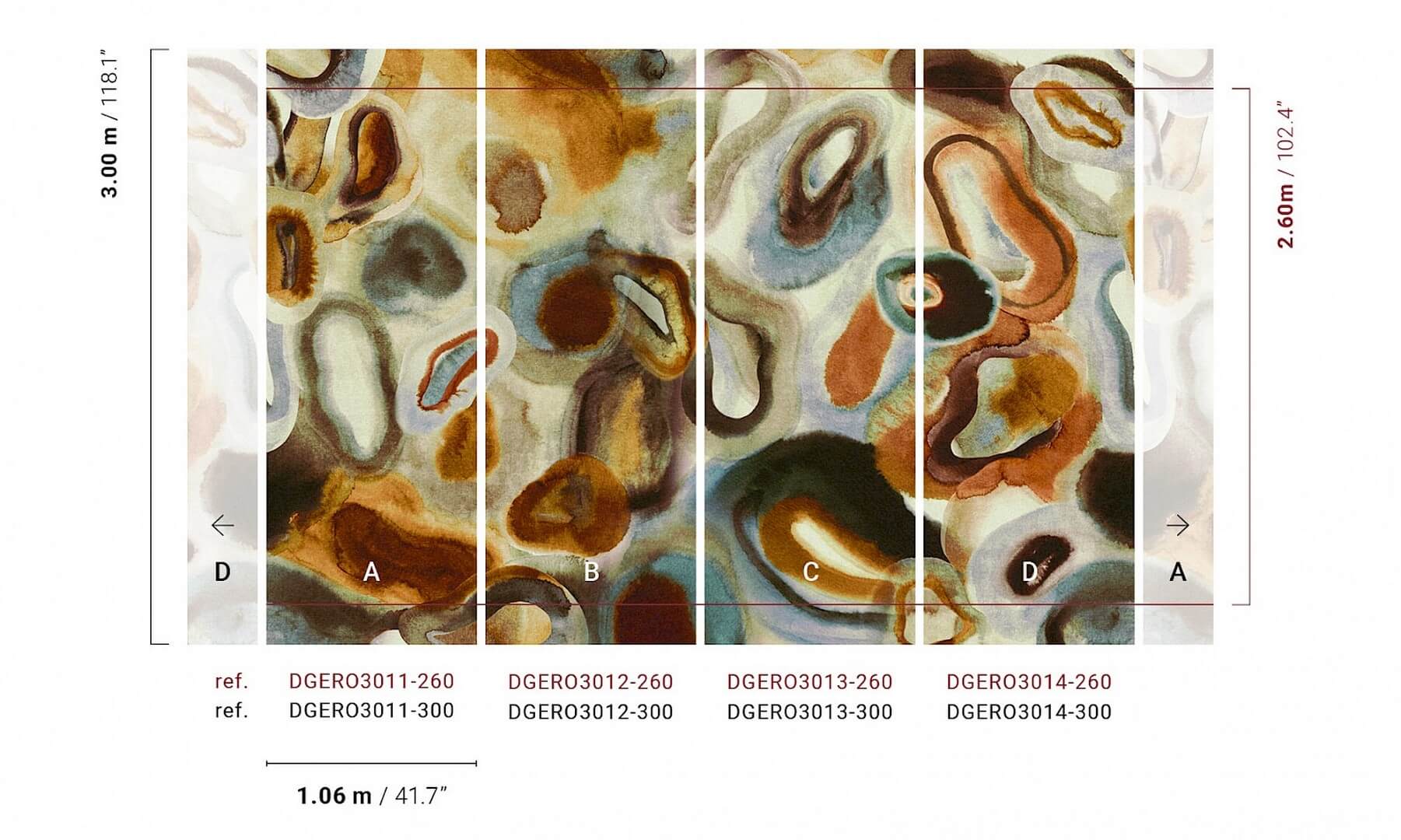 Mural abstrakcyjny o miękkich, organicznych formach Masureel DGERO3011 Acharius Erosion
