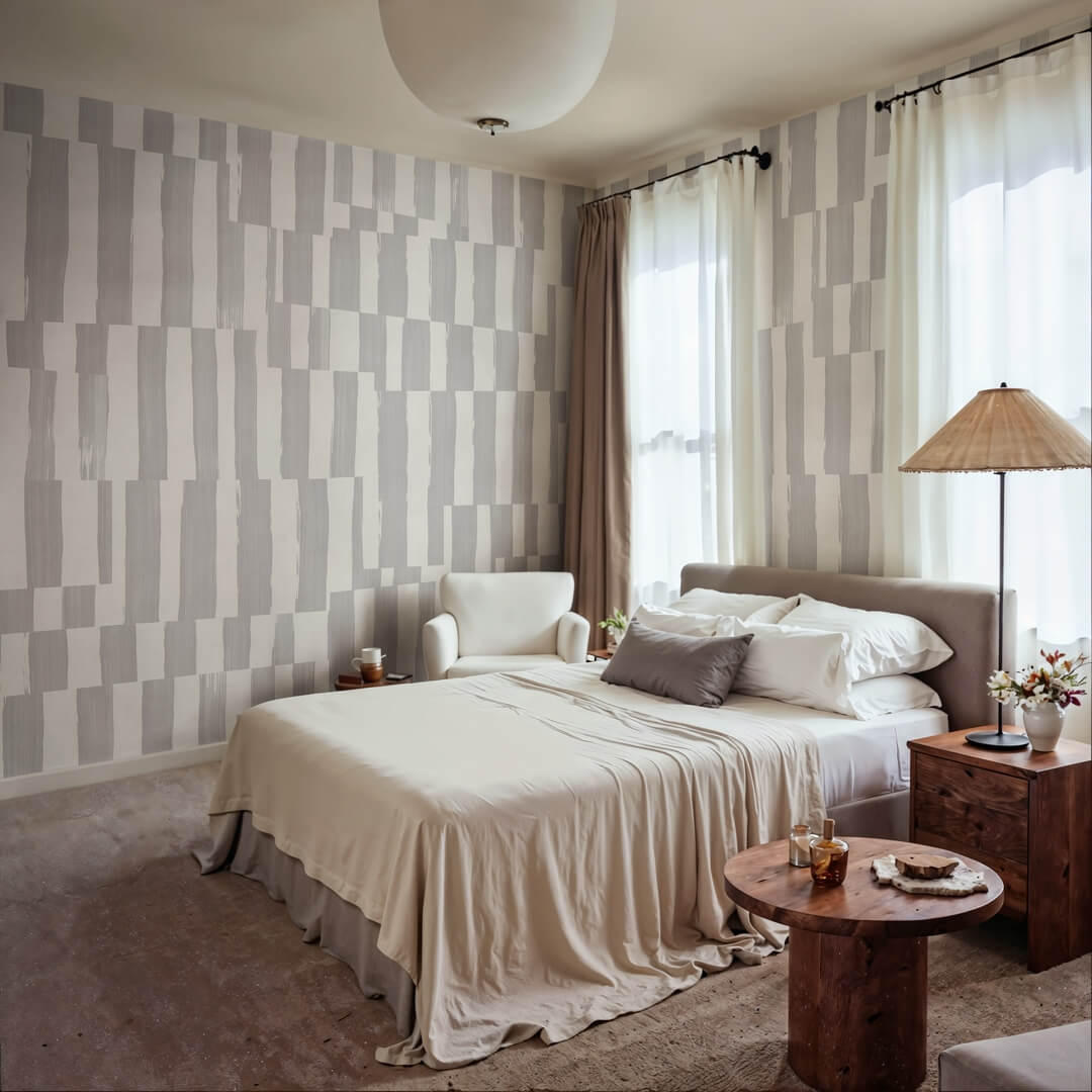 Fototapeta nieregularne bloki i paski Rebel Walls R21113 Broken Stripes Gray Modern Simplicity