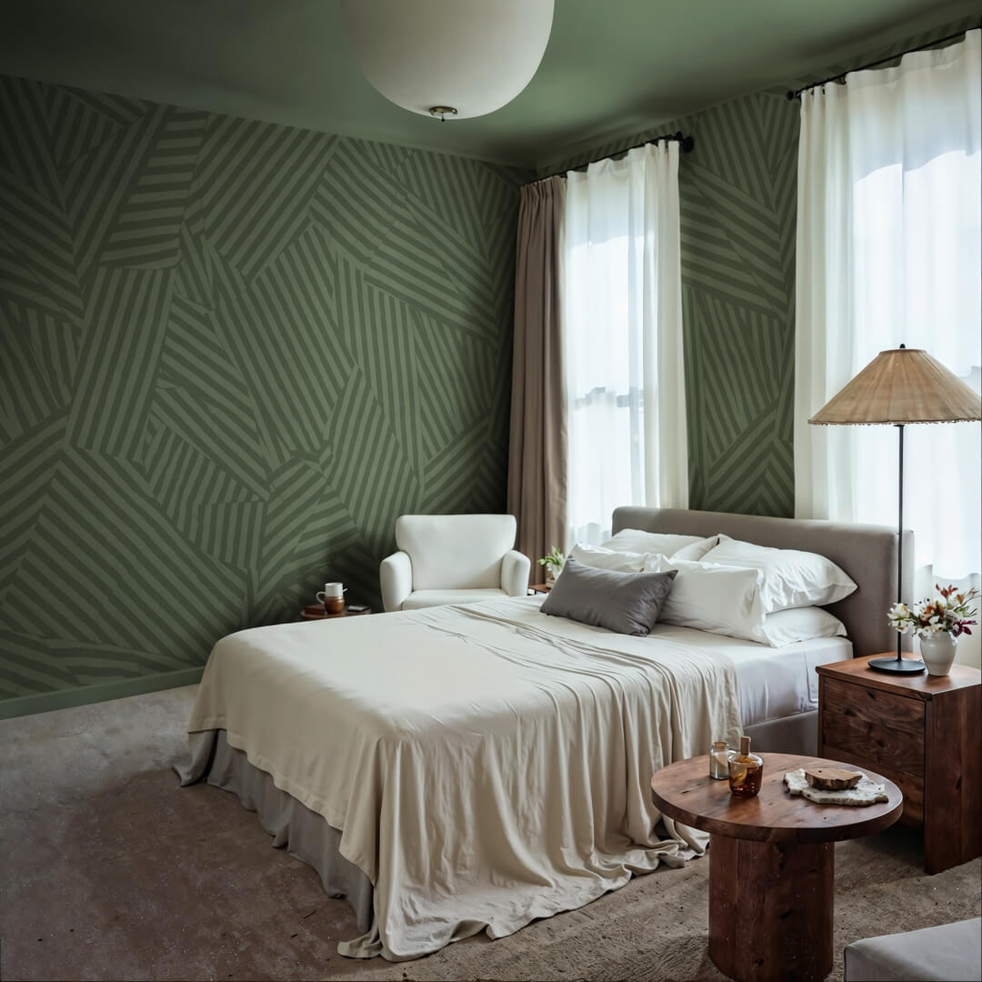 Fototapeta abstrakcyjna geoemtria Rebel Walls R21118 Abstract Weave Green Modern Simplicity